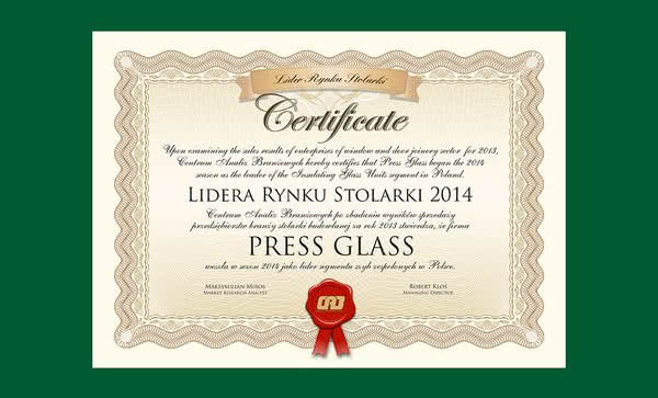 PRESS GLASS Liderem Rynku Stolarki 2014